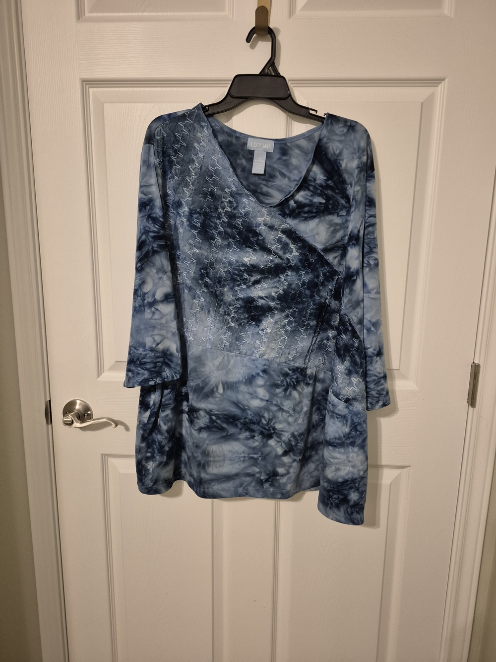 Liz & Me Navy and Light Blue Tie-Dye V-Neck Tunic